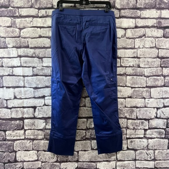 Chico's Blue Crop Pants With Tabs To Roll Cuffs Size M/10 - Picture 5 of 9